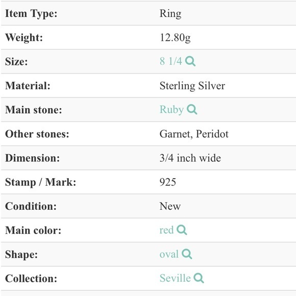 STERLING SILVER GARNET & PERIDOT STATEMENT RING - Picture 7 of 7